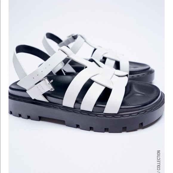 Zara Shoes - Zara treaded sole low heel leather sandals